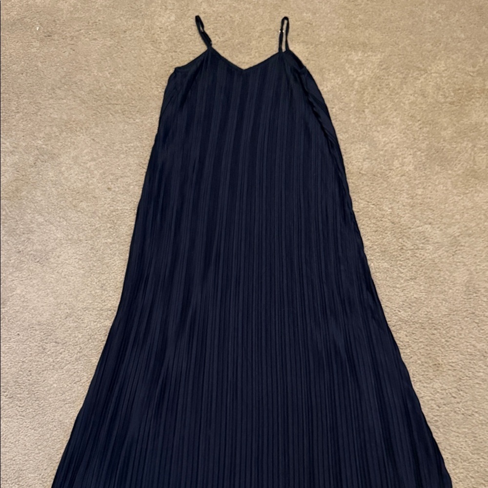 Express Dark Blue Pleated Knit Maxi Dress - Picture 6 of 6